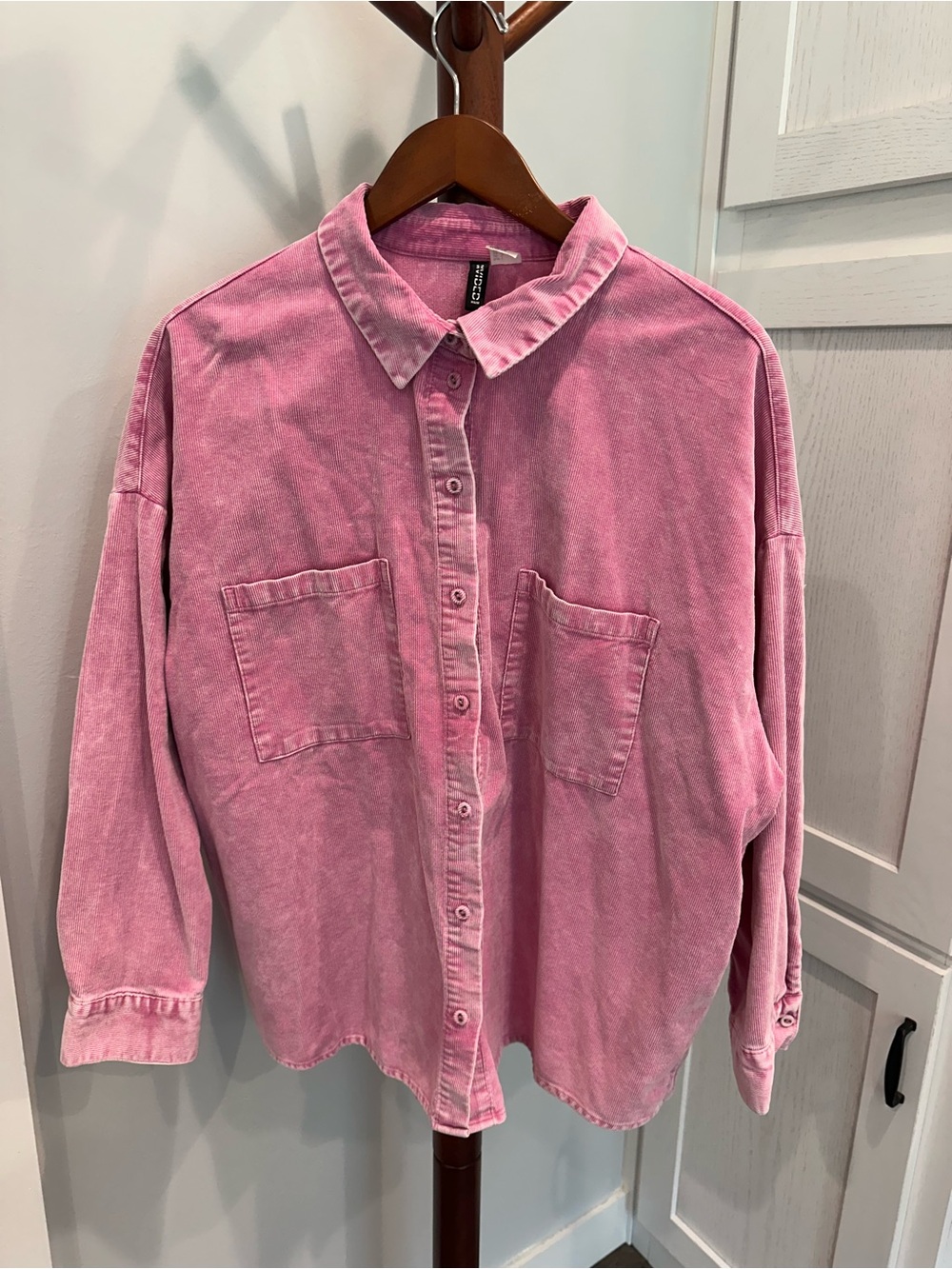 H&M Washed Pink Casual Button-Down Shirt